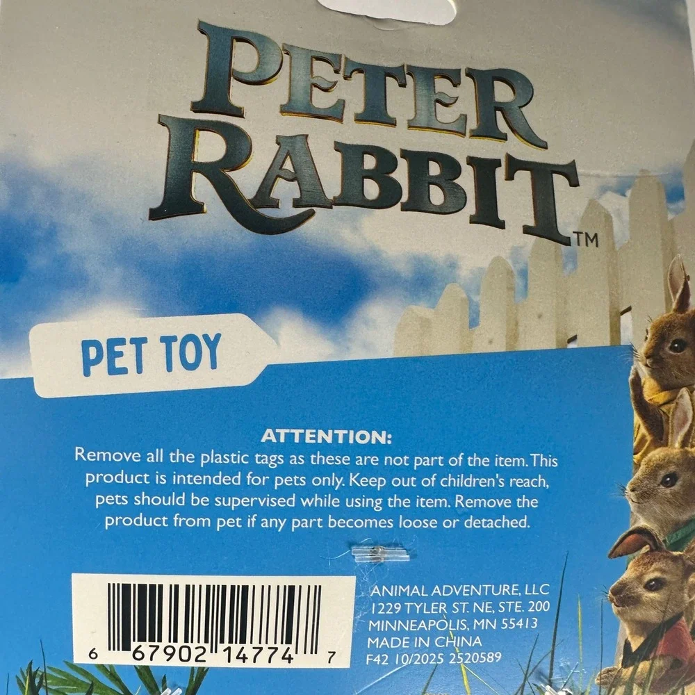 Animal Adventure Peter Rabbit Pet Toy Dog Small Brown New Water Bottle Cruncher